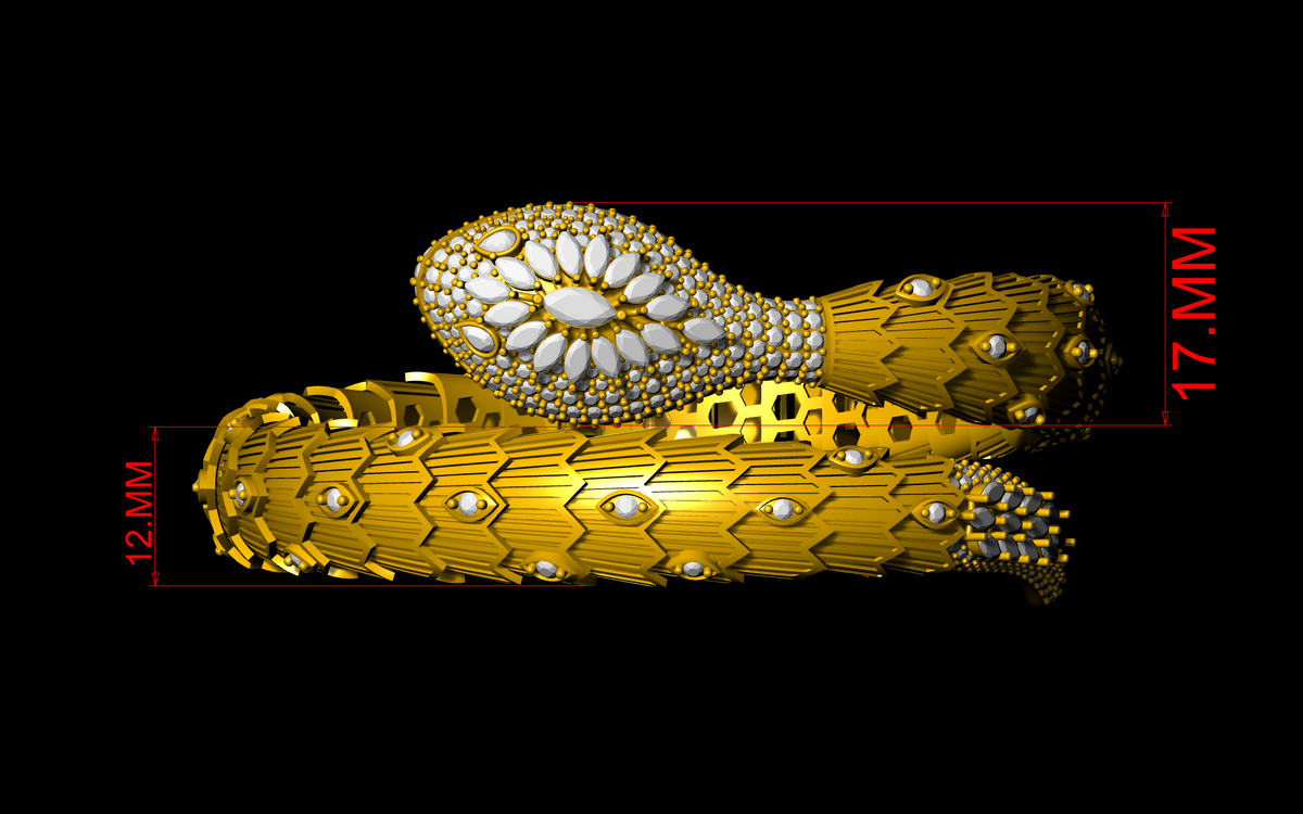 Snake Design Marquise Diamond Bracelet CAD File