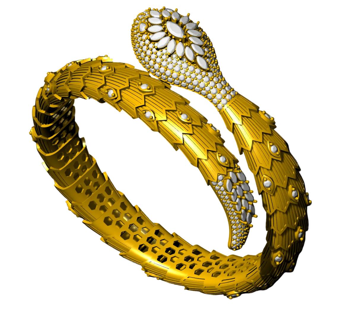 Snake Design Marquise Diamond Bracelet CAD File