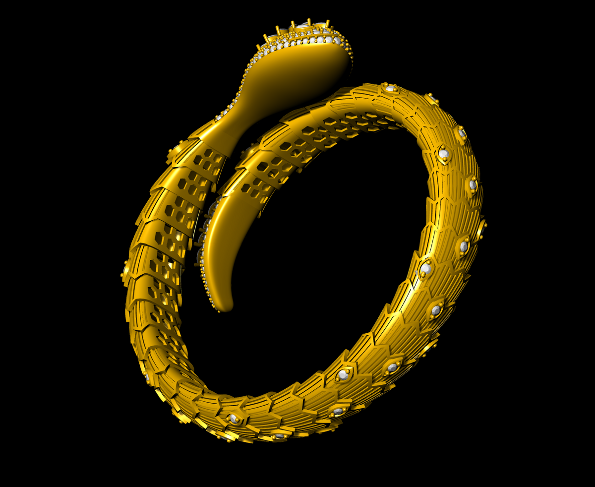 Snake Design Marquise Diamond Bracelet CAD File