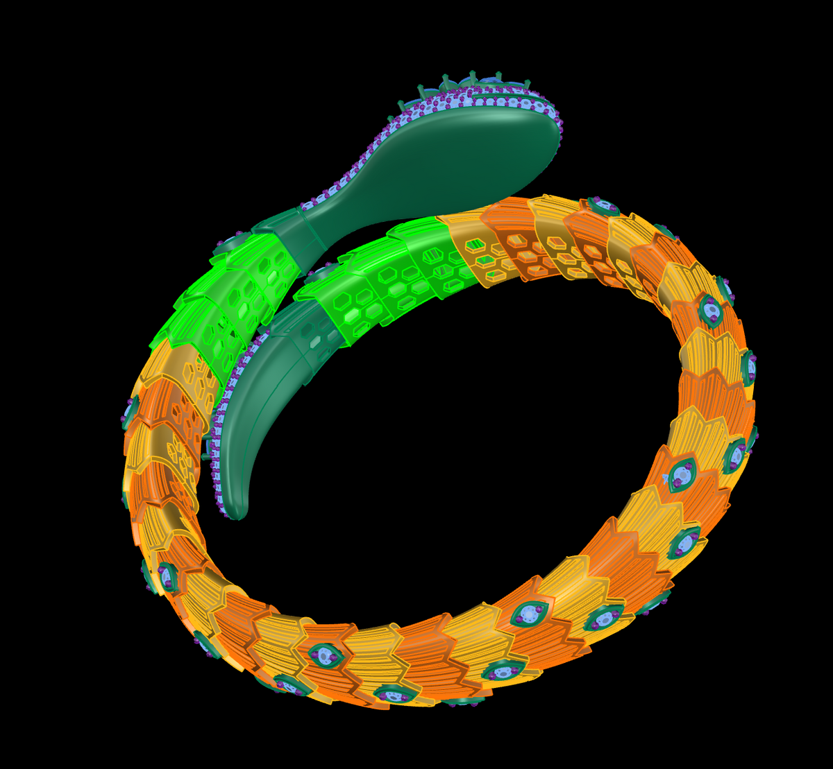 Snake Design Marquise Diamond Bracelet CAD File