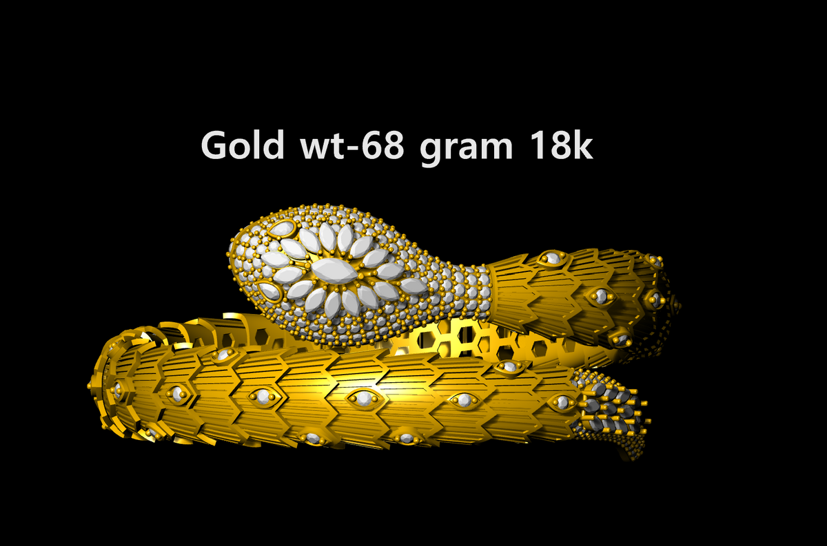 Snake Design Marquise Diamond Bracelet CAD File