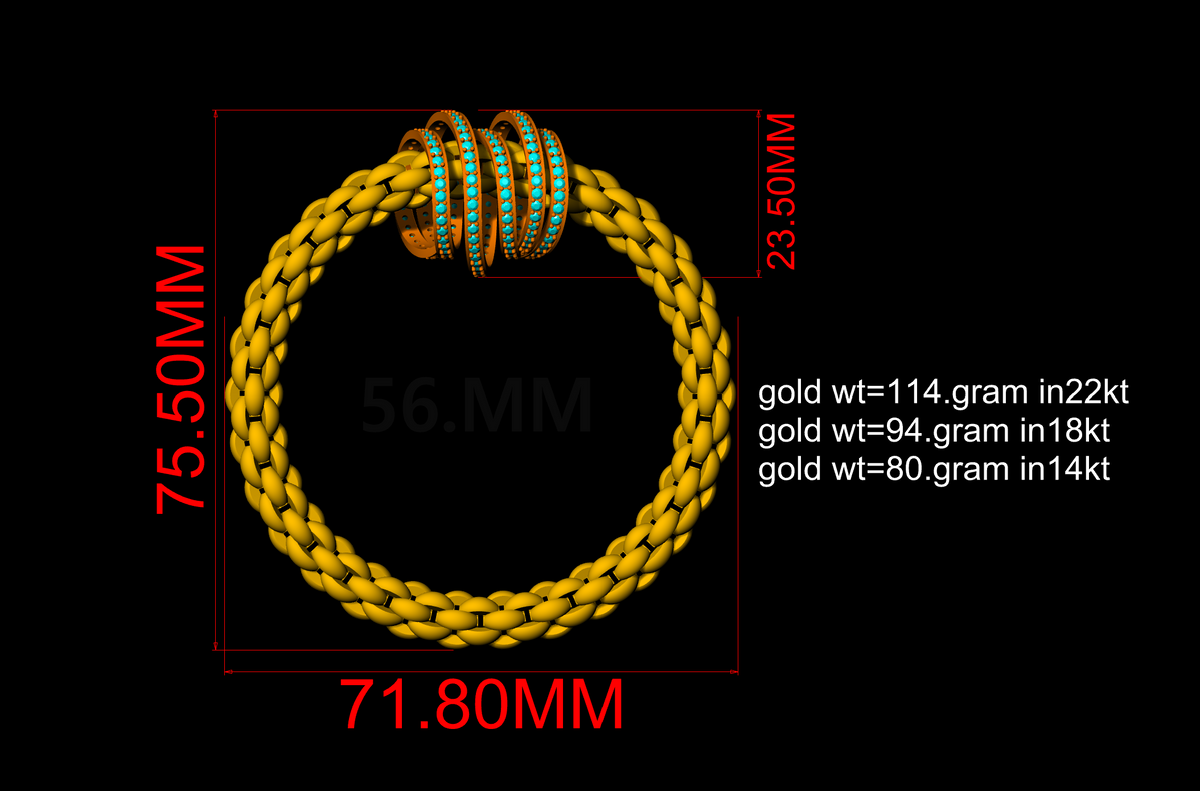 Stretchable braided gold bracelet cad file 3D print model
