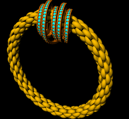 Stretchable braided gold bracelet cad file 3D print model