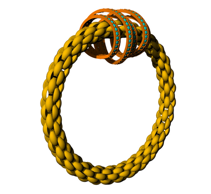 Stretchable braided gold bracelet cad file 3D print model