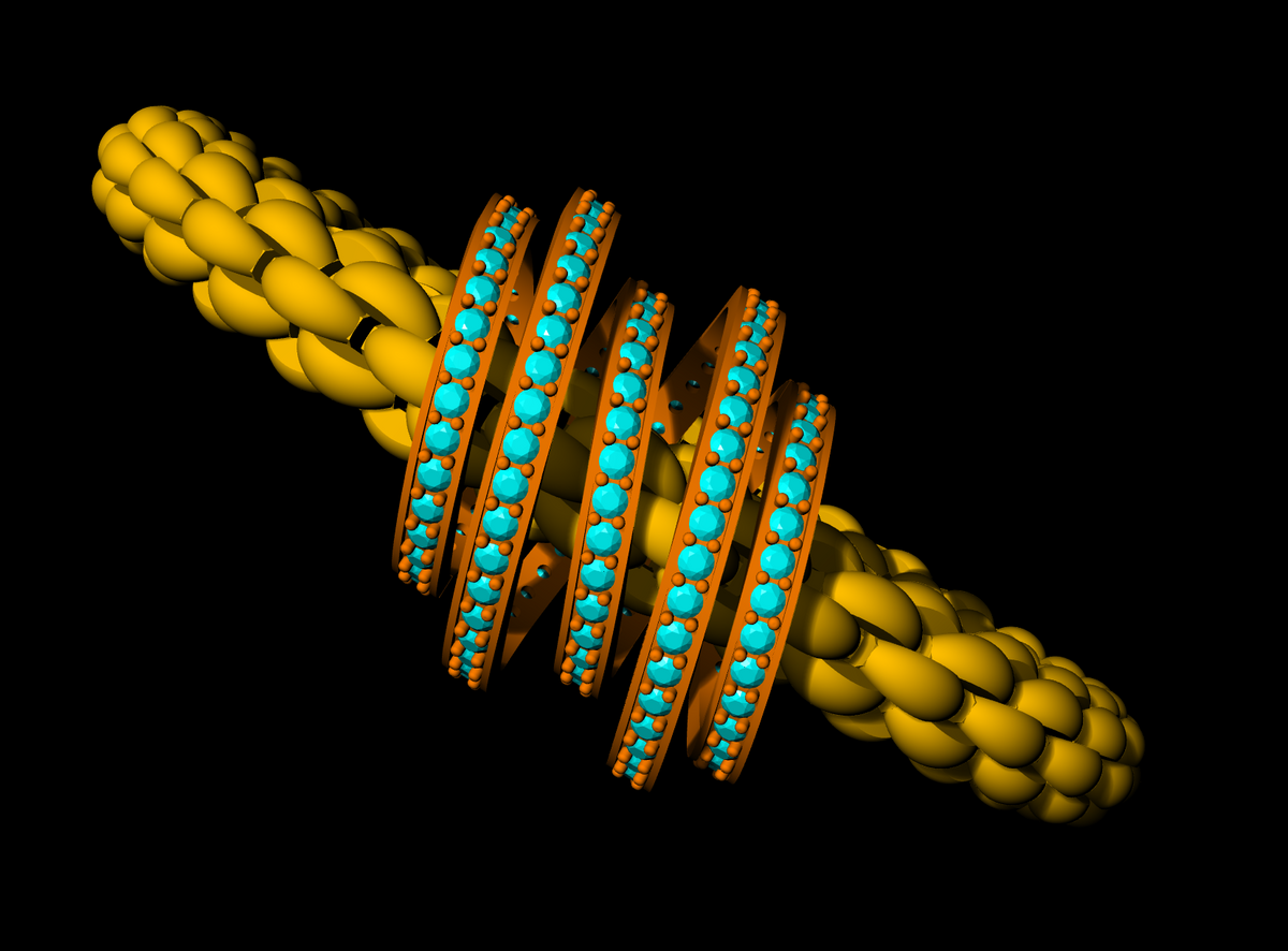 Stretchable braided gold bracelet cad file 3D print model