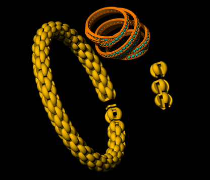 Stretchable braided gold bracelet cad file 3D print model