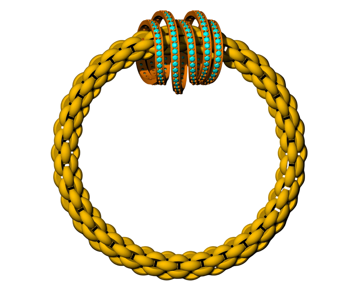 Stretchable braided gold bracelet cad file 3D print model