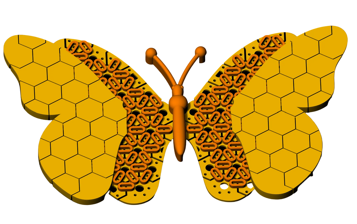 Flexible Butterfly Pendant Hexagon Pattern 3dm & stl cad file