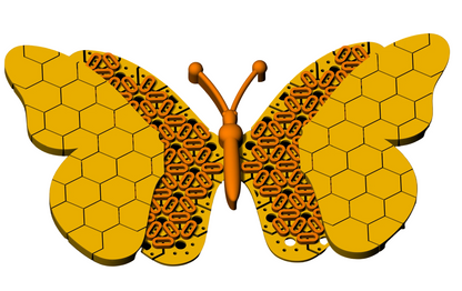 Flexible Butterfly Pendant Hexagon Pattern 3dm & stl cad file
