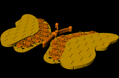 Flexible Butterfly Pendant Hexagon Pattern 3dm & stl cad file