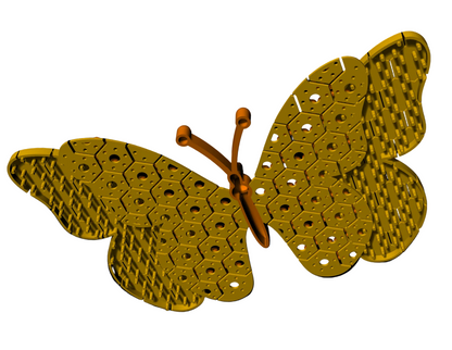 Flexible Butterfly Pendant Hexagon Pattern 3dm & stl cad file