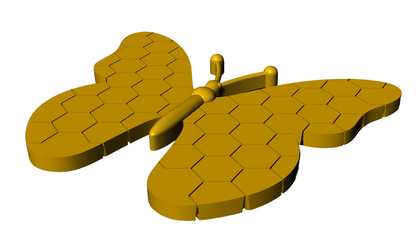 Flexible Butterfly Pendant Hexagon Pattern 3dm & stl cad file