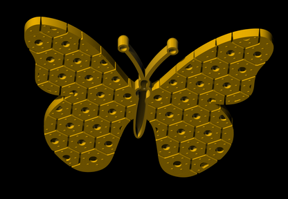 Flexible Butterfly Pendant Hexagon Pattern 3dm & stl cad file