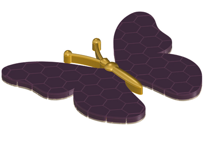 Flexible Butterfly Pendant Hexagon Pattern 3dm & stl cad file