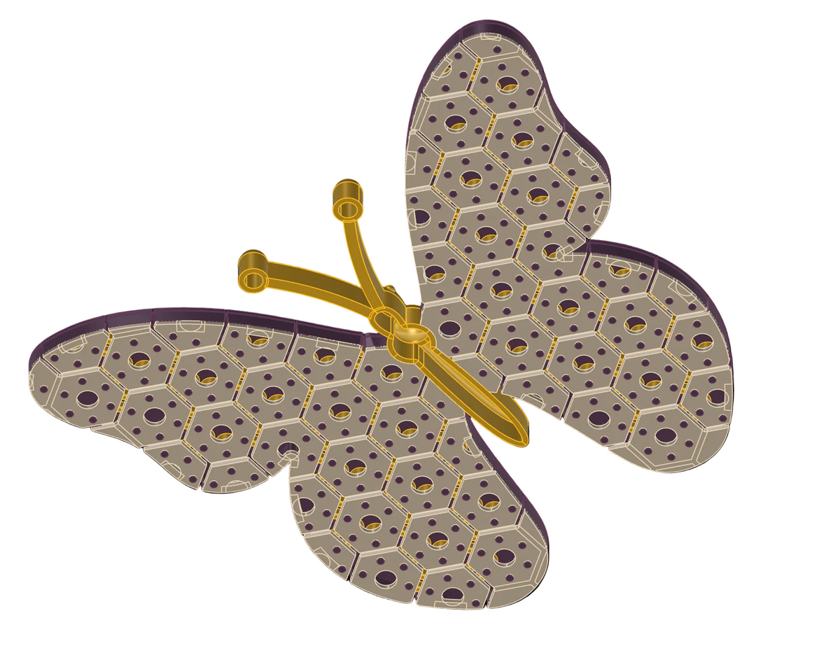 Flexible Butterfly Pendant Hexagon Pattern 3dm & stl cad file