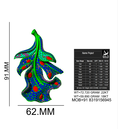 Leaf inspired Diamond &  Pendant CAD FILE