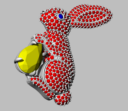 Rabbit Stone Set Brooch CAD FILE
