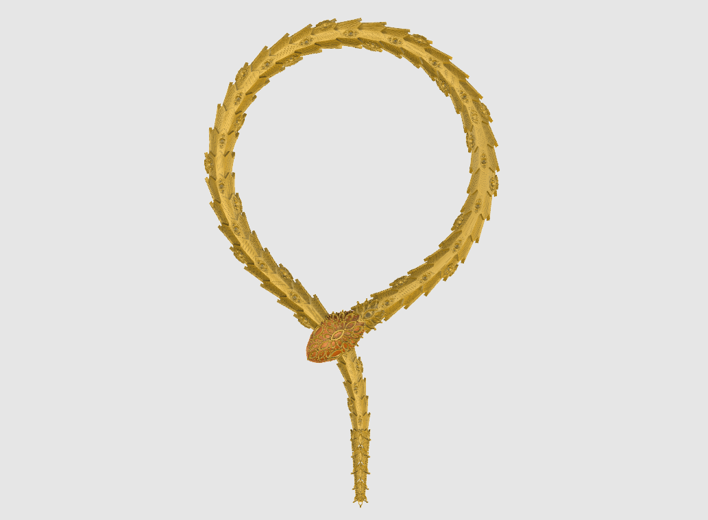 Snake Collar Necklace with Mixed Shape Diamond Setting CAD FILE