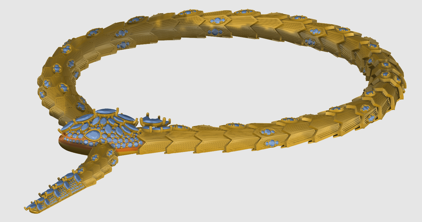 Snake Collar Necklace with Mixed Shape Diamond Setting CAD FILE