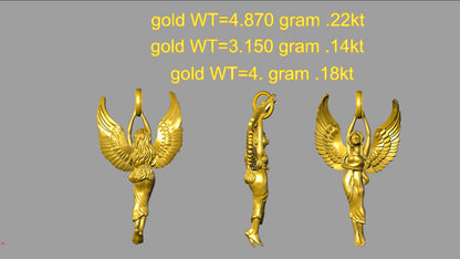 Angel Wing Lady Gold Pendant 3D gold & silvrer CAD FILE