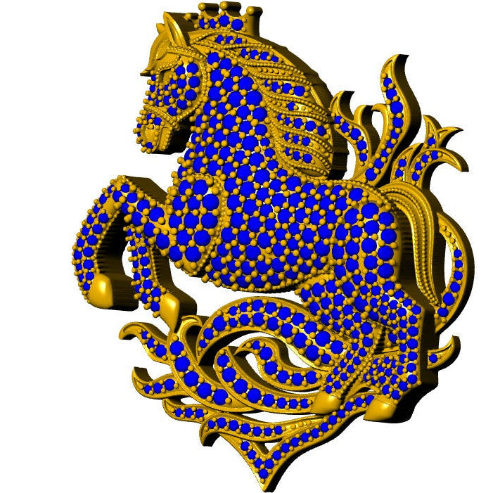 Horse Daimond Set Gold+Broch CAD FILE