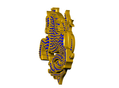 Horse Daimond Set Gold+Broch CAD FILE