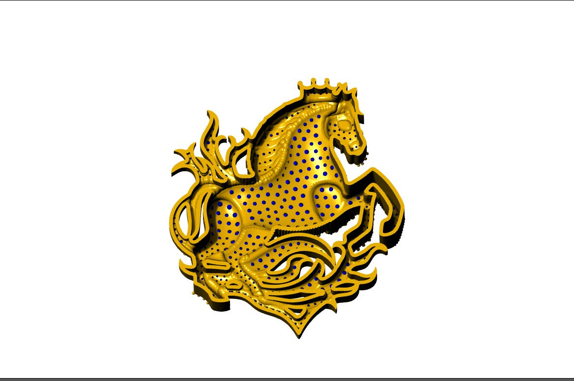Horse Daimond Set Gold+Broch CAD FILE