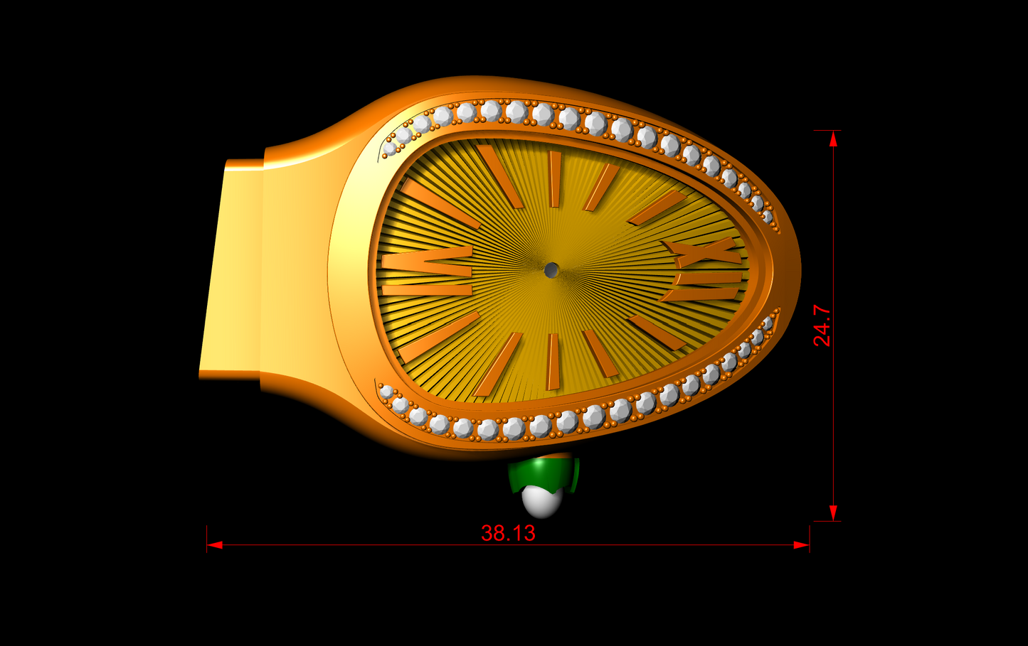 An oval or snake head shaped watch case CAD FILE