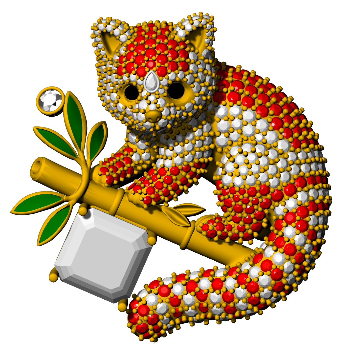 panda  gold broch cad file