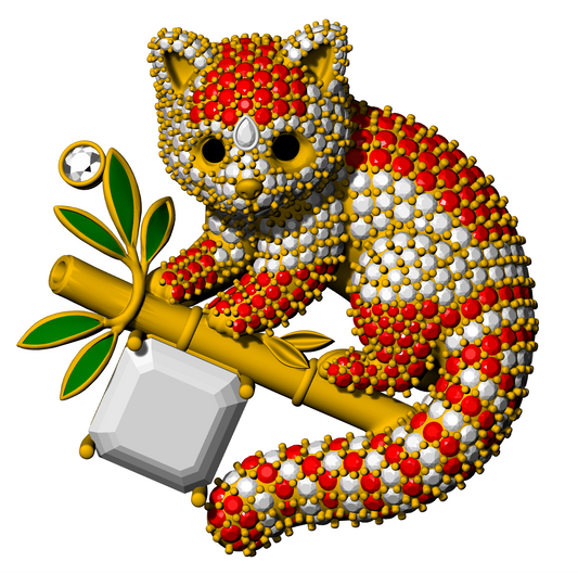 panda  gold broch cad file