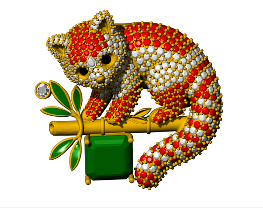 panda  gold broch cad file