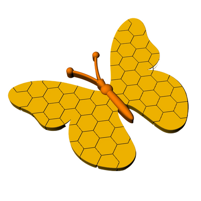 Flexible Butterfly Pendant Hexagon Pattern 3dm & stl cad file
