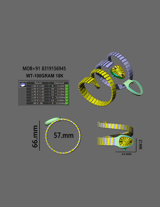 An oval or snake head shaped watch case