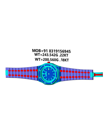 Custom Stone Set Watch CAD FILE