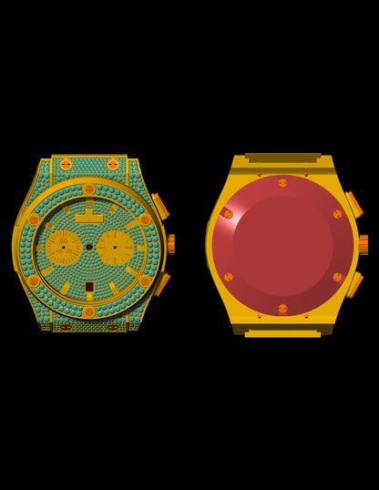Luxury Chronograph Watch CAD File – Iced-Out Royal Style Design (.3dm