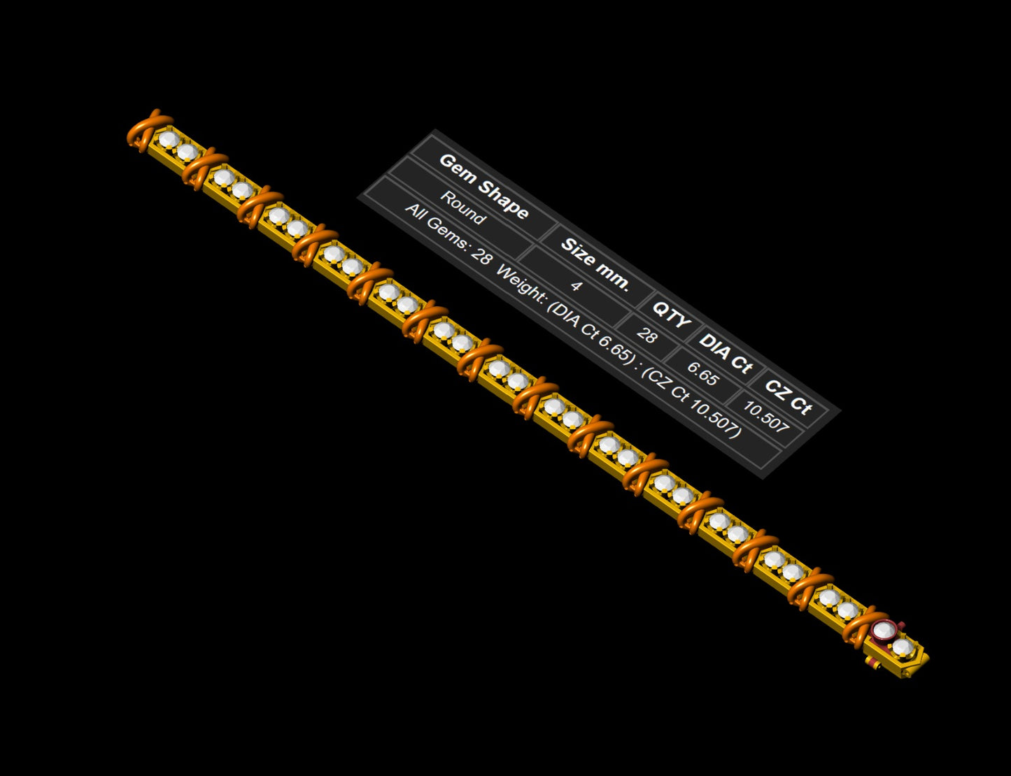 Diamond Tennis Bracelet CAD FILE
