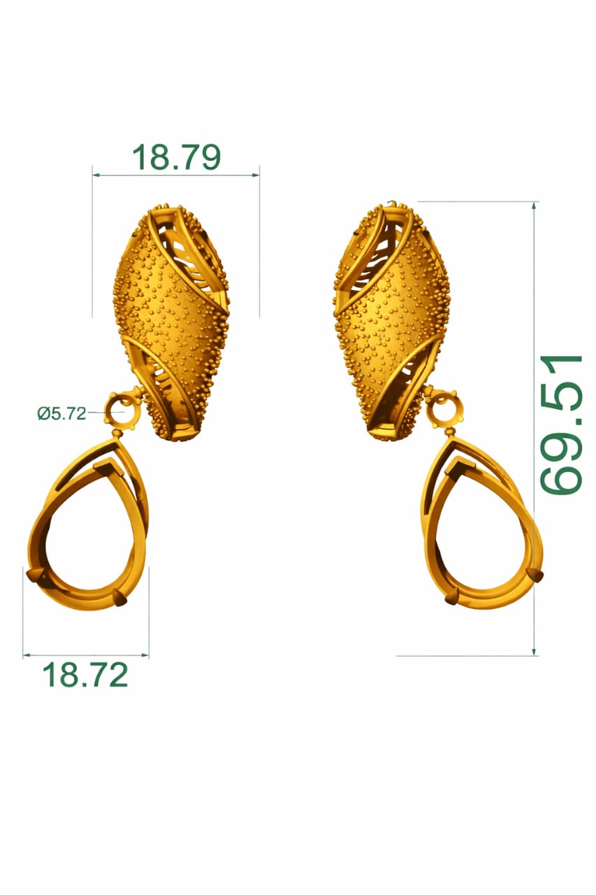 Serpenti Bend Necklace with full Daimond set Earring CAD FILE