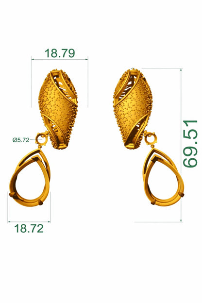 Serpenti Bend Necklace with full Daimond set Earring CAD FILE
