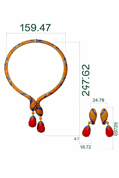 Serpenti Bend Necklace with full Daimond set Earring CAD FILE