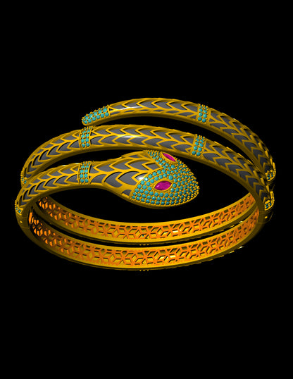 Serpentine Hinged Bracelet CAD Luxury Inspired Design