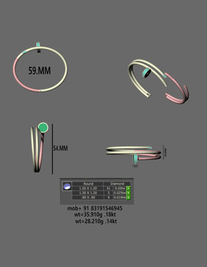 Twisted Nail Luxe Bangle CAD