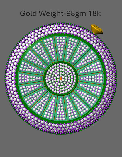 Palmiero Alter Inspired Watch Pendant CAD Rotating Triple Dial Full Pave Diamond