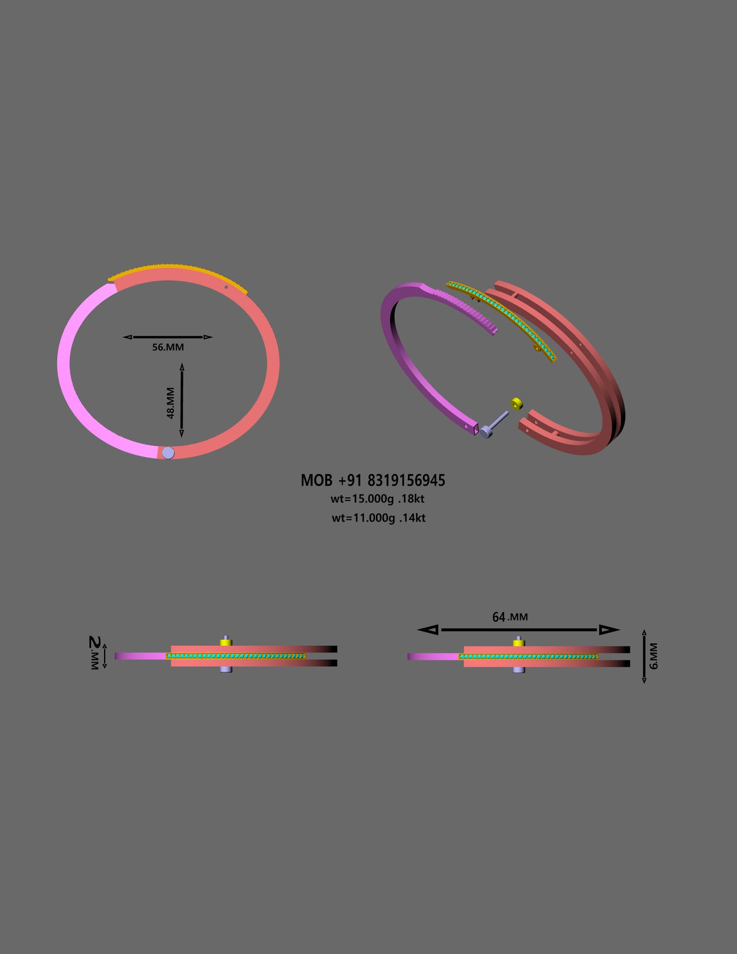 Sleek Handcuff-Style Hinged Gold Cuff Bangle