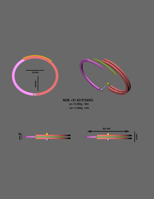 Sleek Handcuff-Style Hinged Gold Cuff Bangle