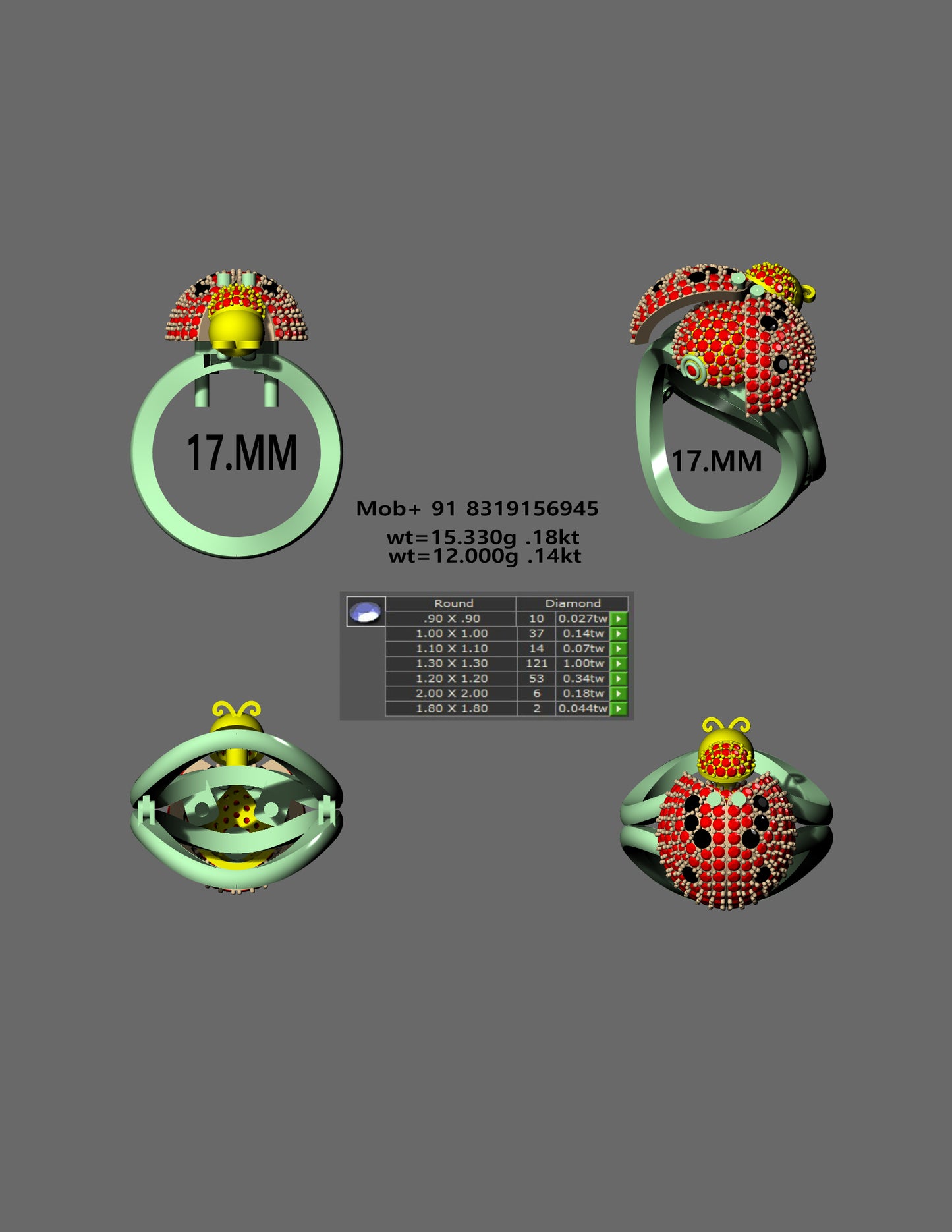 WingMotion Ladybug Ring Cad