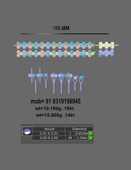 Geometric Hexa-Link Diamond Lock Bracelet