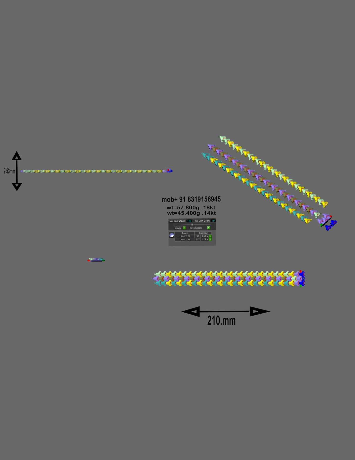 Chevron Link Diamond Bracelet CAD Design