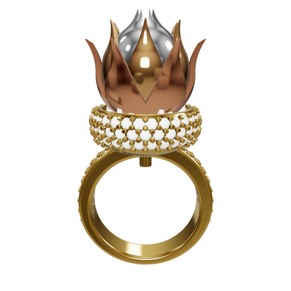 Lotus Bloom Diamond Ring CAD Design 3D Jewelry Model