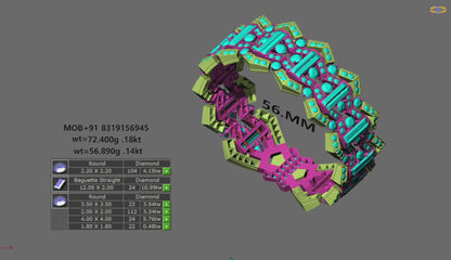 Flexible Gem Pattern Bracelet CAD