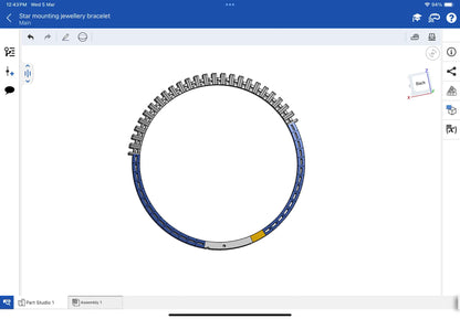 Star mounting jewellery spring bracelet, CAD file, 3DM file, STL file